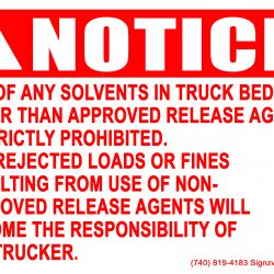 Notice - Use of any Solvents in Truck Beds Other Than Approved Release Agents