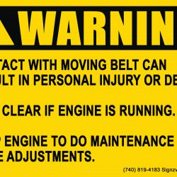 Warning - Contact with Moving Belt Can Result in Personal Injury