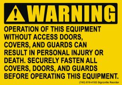 Warning - Operation of the Equipment Without Access Doors