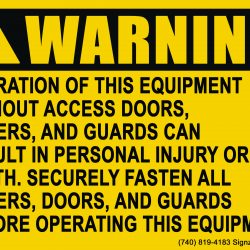 Warning - Operation of the Equipment Without Access Doors