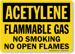ACETYLENE Flammable Gas No Smoking No Open Flames