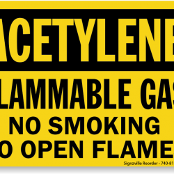 ACETYLENE Flammable Gas No Smoking No Open Flames