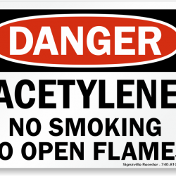 Danger Acetylene No Smoking No open Flames