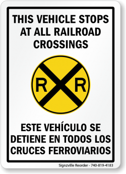This Vehicle Stops At All Railroad Crossings