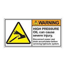 Warning - High Pressure Oil Can Cause Severe Injury